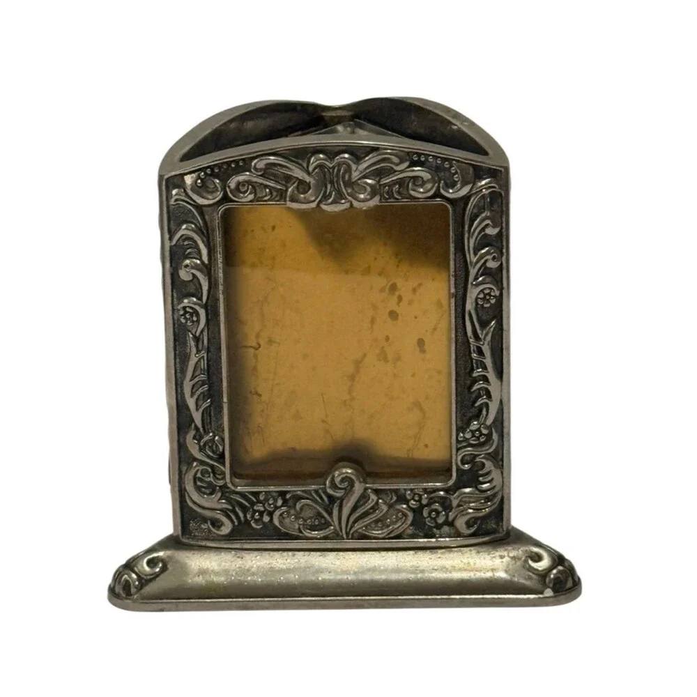 Vintage Godinger 1991 Silver Plated Triangular 3 Photo Frame Pen Flower Holder